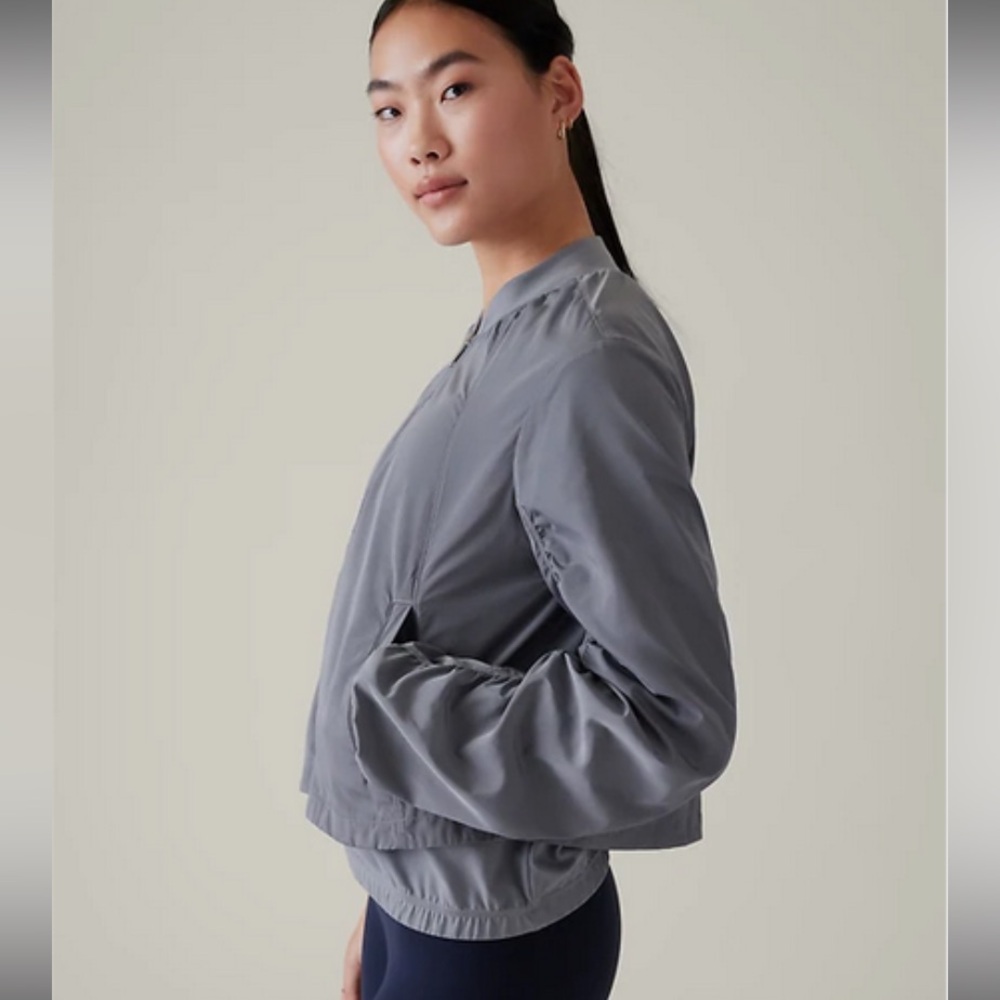 Athleta wayfarer bomber jacket coastline blue size small
